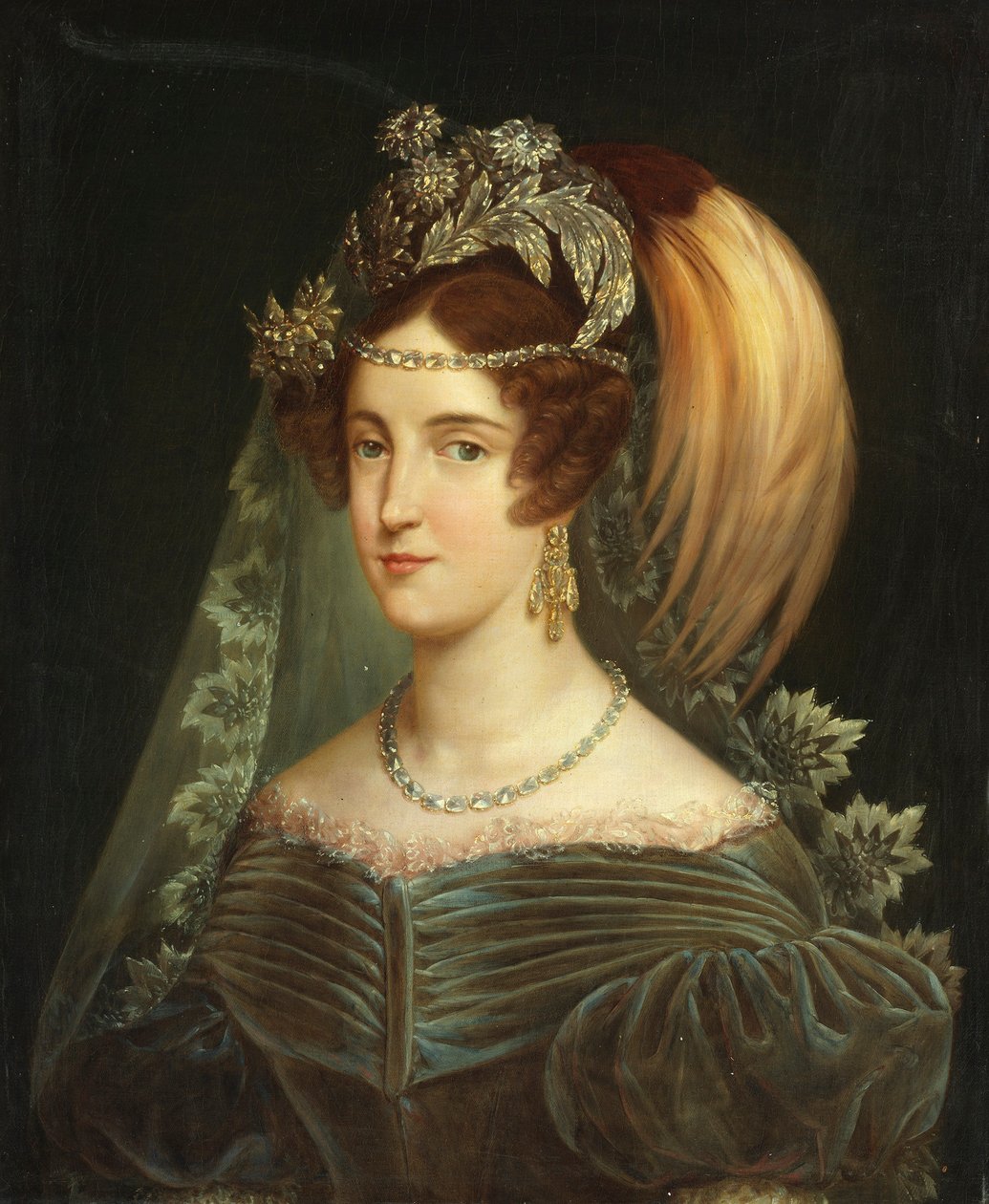 Portrett av Maria Cristina av Savoy 1812-1836, dronning av de to Siciliene, 1830. av Giuseppe Navarra