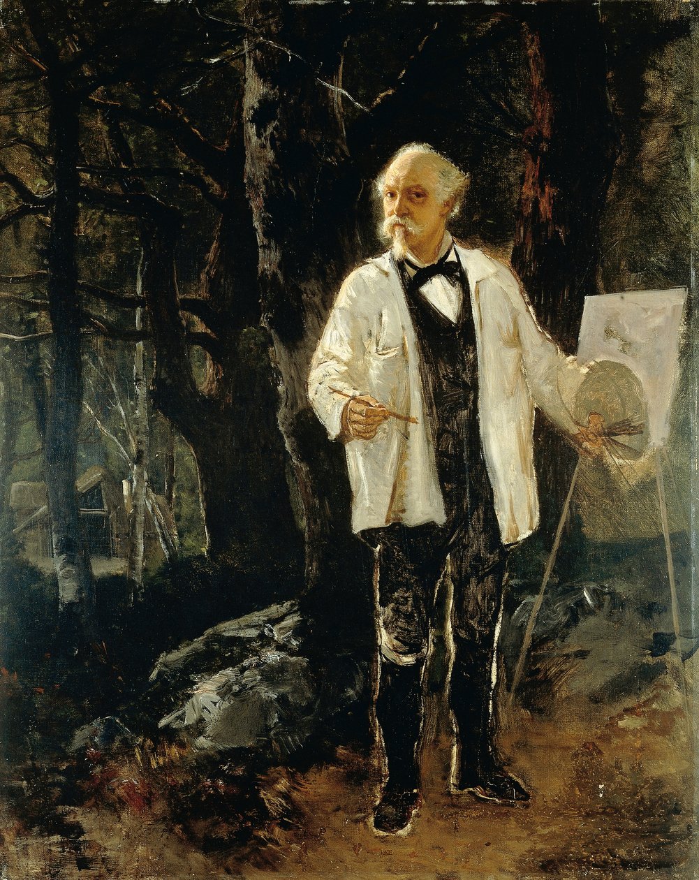 Selvportrett i Forest of Fontainebleau (olje på lerret) av Giuseppe Palizzi