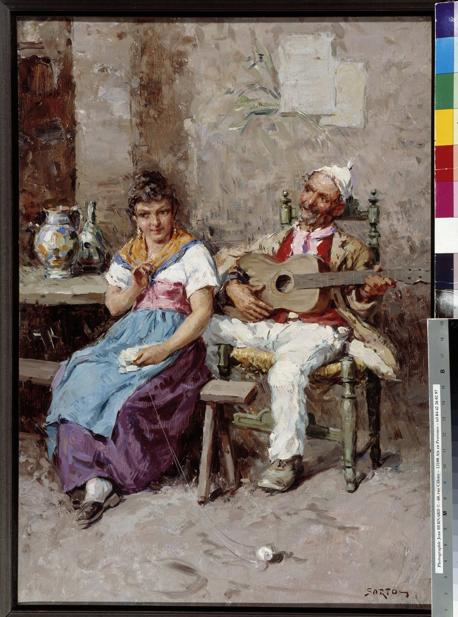 Taverna-scenemaleri av Giuseppe Sartori (1863-1922) Obligatorisk omtale: Samlingsstiftelsen hilsen Provence, Marseille av Giuseppe Sartori