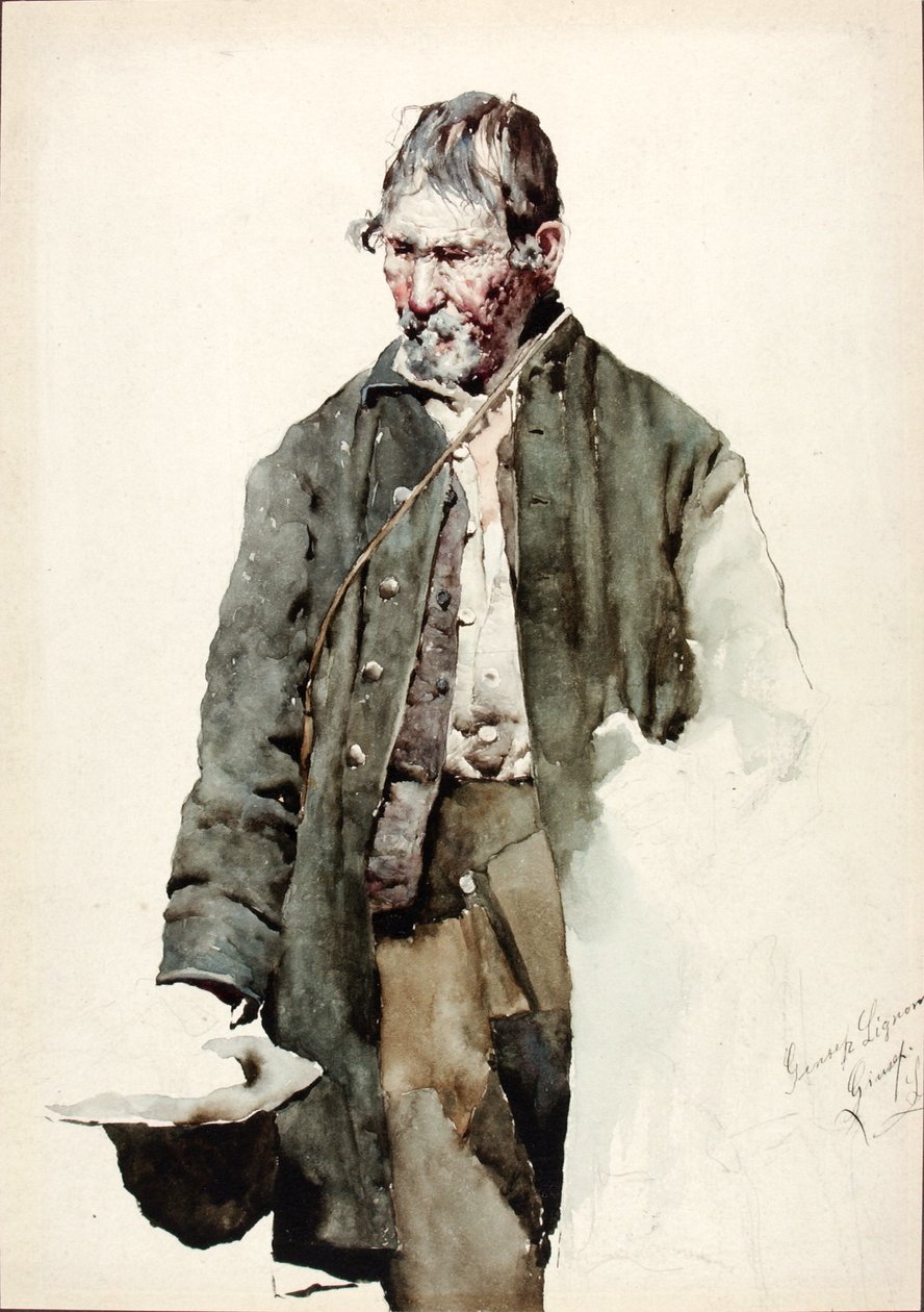 Studie av en gammel mann, slutten av 1800-begynnelsen av det 20. århundre. av Giuseppe Signorini