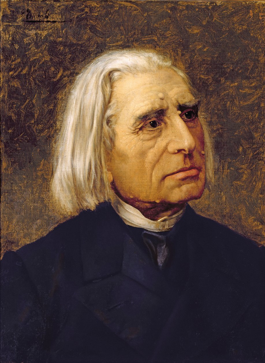 Portrett av Franz Liszt (1811-86) (olje på lerret) av Giuseppe Tivoli