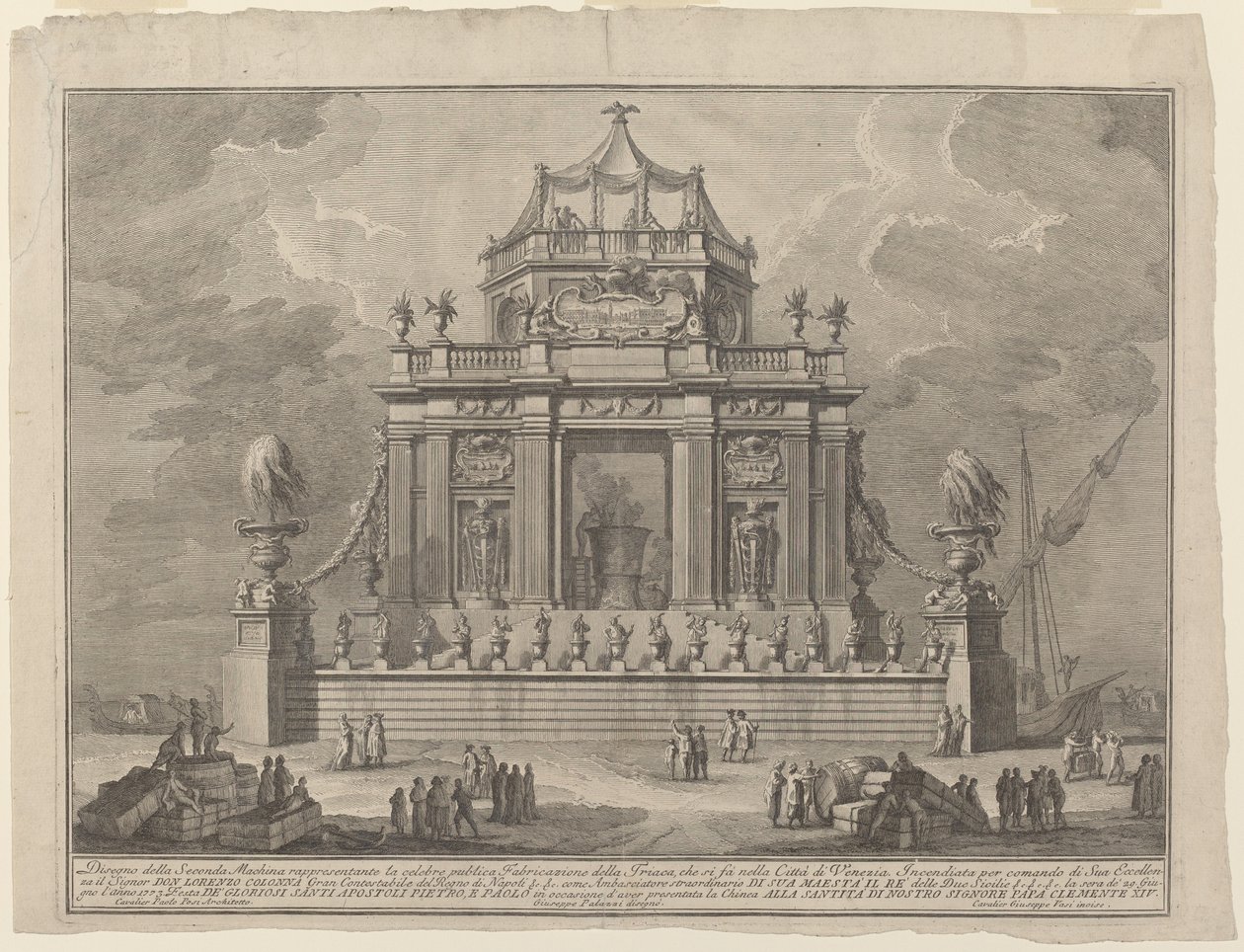 Forberedelsen av Theriac i Venezia, for "Chinea"-festivalen av Giuseppe Vasi after Giuseppe Palazzi