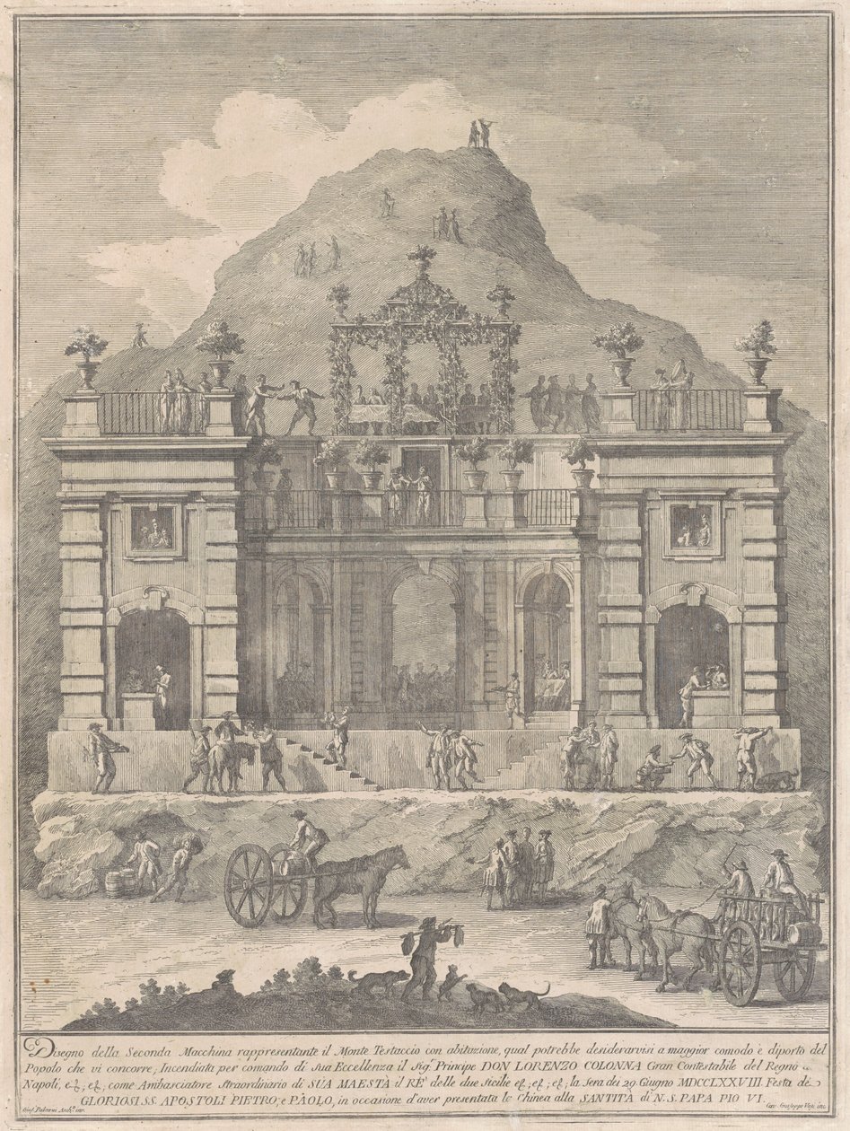 Den andre maskinen for Kina av 1778: En bolig nær Monte Testaccio av Giuseppe Vasi, after Giuseppe Palazzi