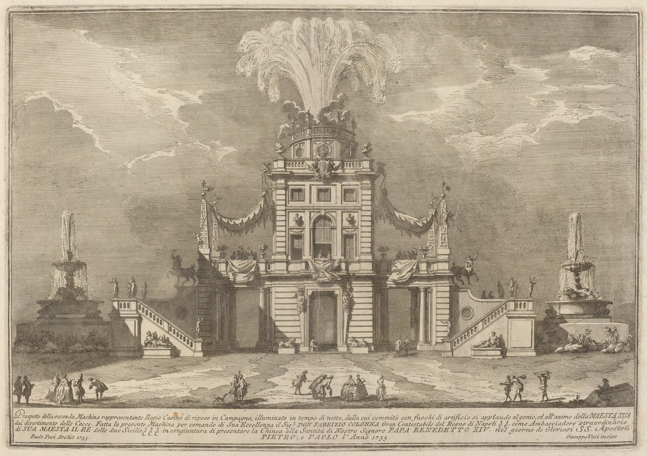 Et Royal Hunt Casino på landsbygda, for "Chinea"-festivalen av Giuseppe Vasi after Paolo Posi