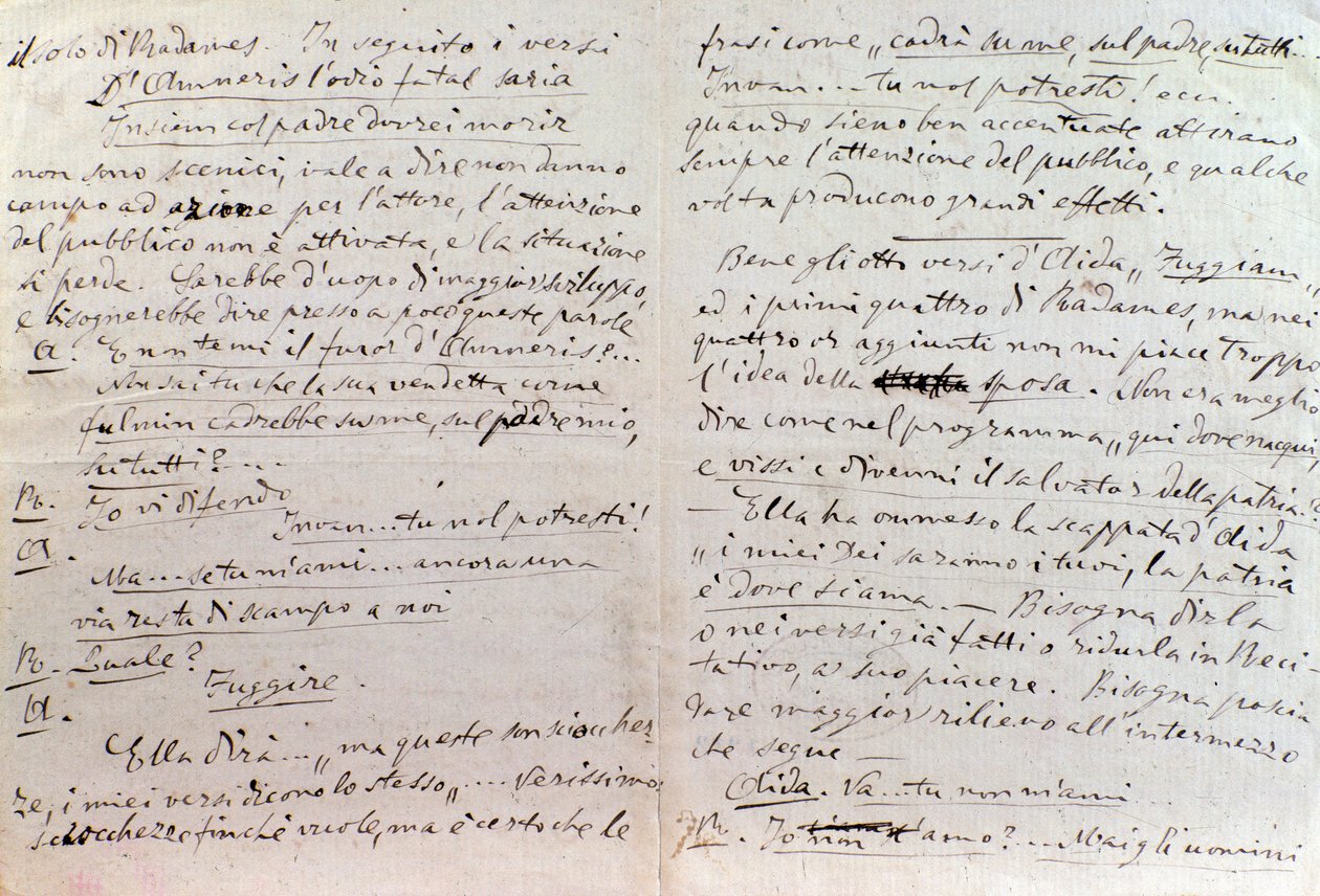 Håndskrevet brev fra Giuseppe Verdi til Aida librettos forfatter Antonio Ghislanzoni av Giuseppe Verdi