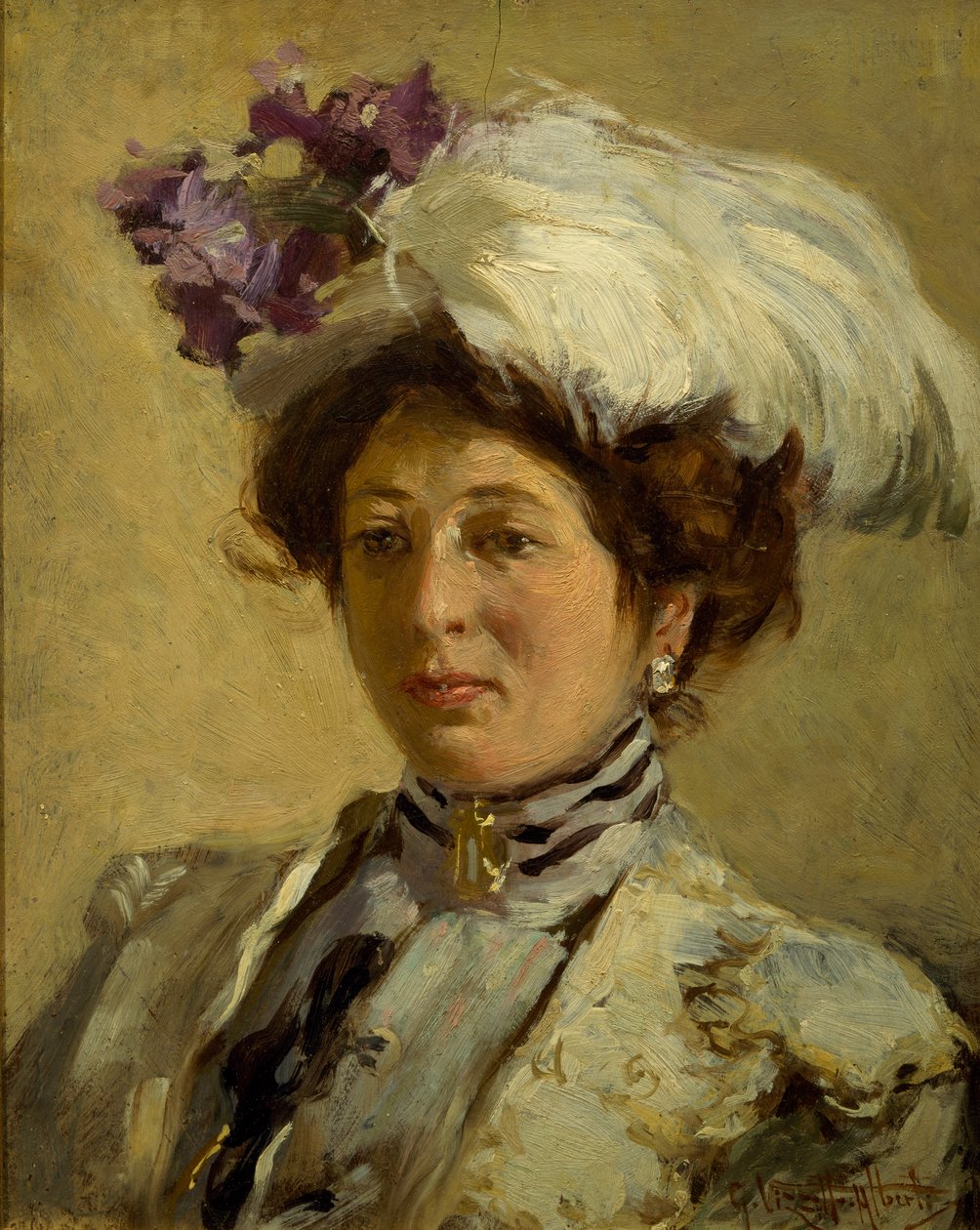 Portrett av grevinne Ida Antonio Zeno, av Giuseppe Alberti Vizzotto (1862-1931) av Giuseppe Vizzotto Alberti