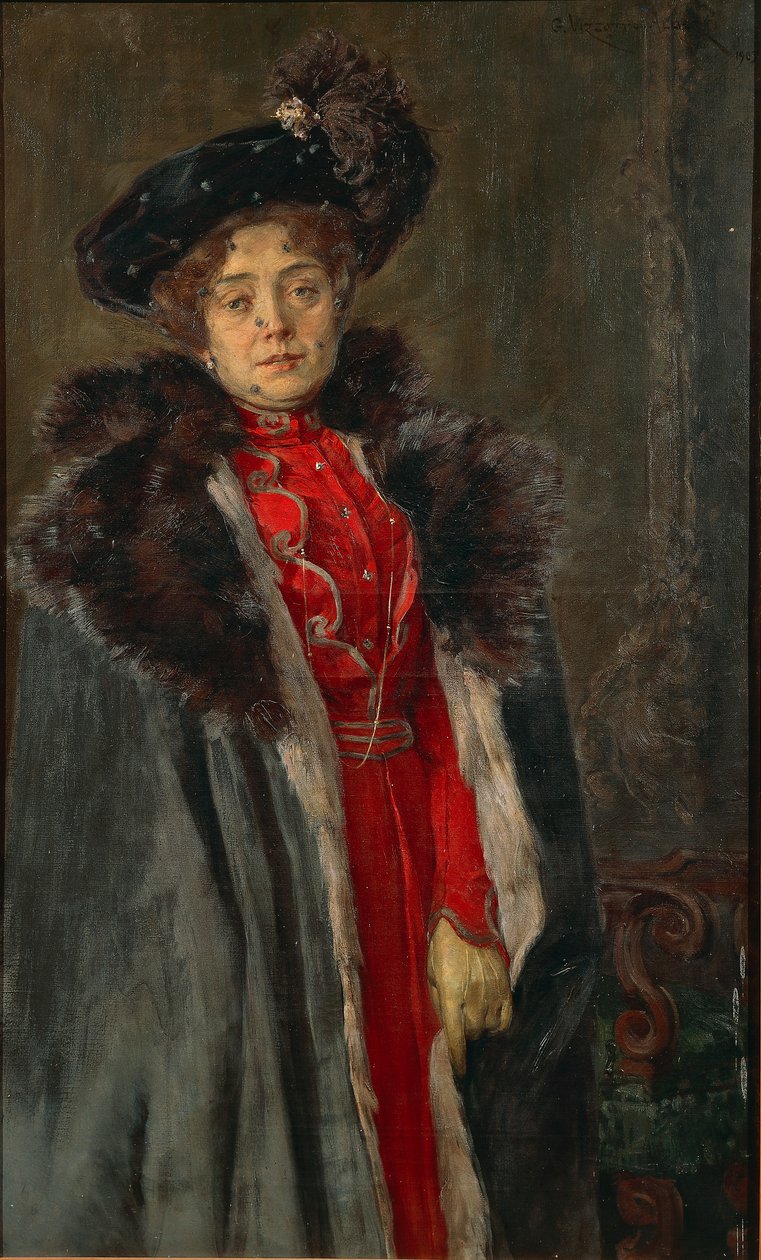 Portrait of Wife av Giuseppe Vizzotto Alberti, olje på lerret av Giuseppe Vizzotto Alberti