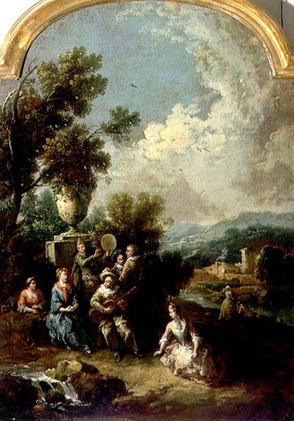 En friluftskonsert (olje på lerret) av Giuseppe Zais