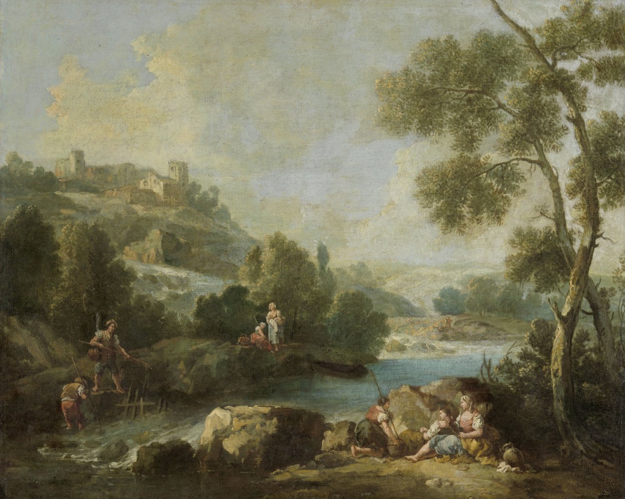 Landskap med figurer av Giuseppe Zaïs (attributed to)