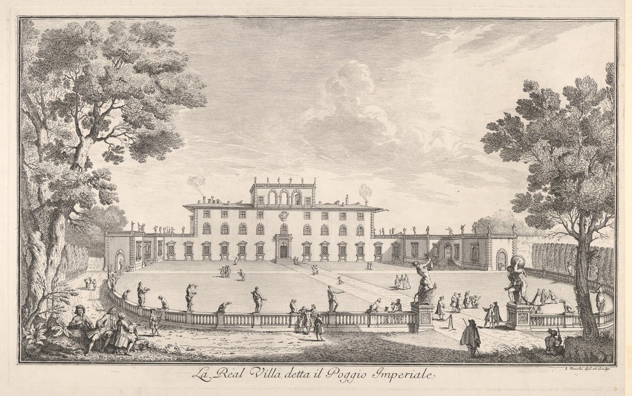 Den kongelige villa kalt il Poggio Imperiale La Real Villa kalt il Poggio Imperiale, utsikt ..., 1744. av Giuseppe Zocchi