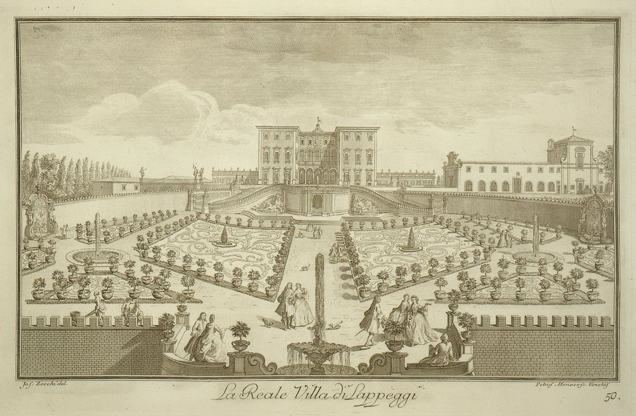 Villa Lappeggi, fra Views of Toscany, publisert ca. 1744-57 av Giuseppe Zocchi