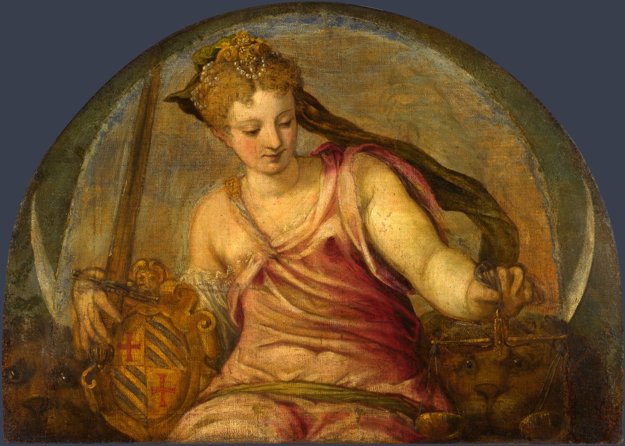 ""Justice"" Allegorie Peinture de Giuseppe Salviati (1520-1575) - ca 1559 - Olje på lerret Dim 90,2x125,1 cm Londres National Gallery av Giuseppe della Porta Salviati