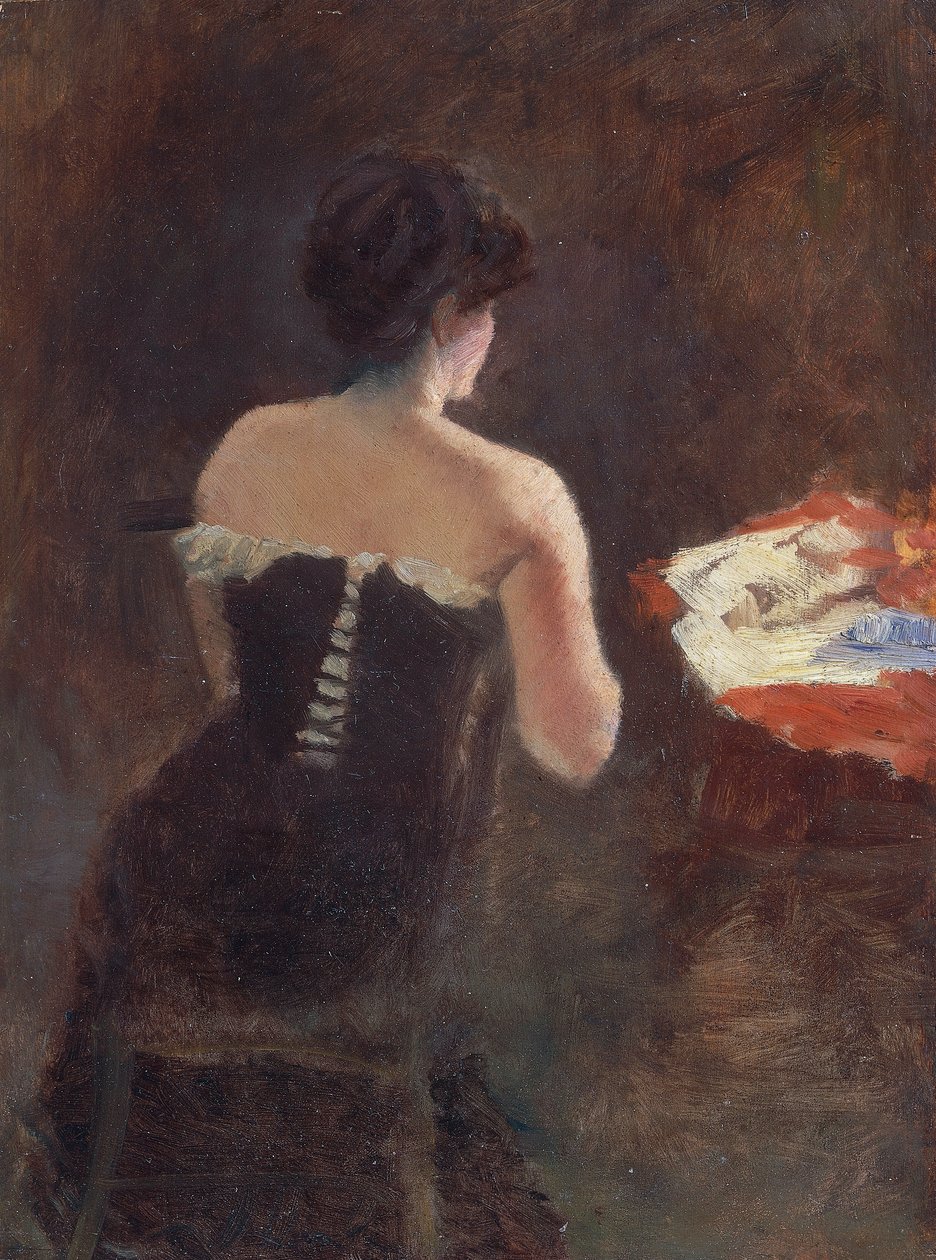 Baksiden av en dame av Giuseppe or Joseph de Nittis