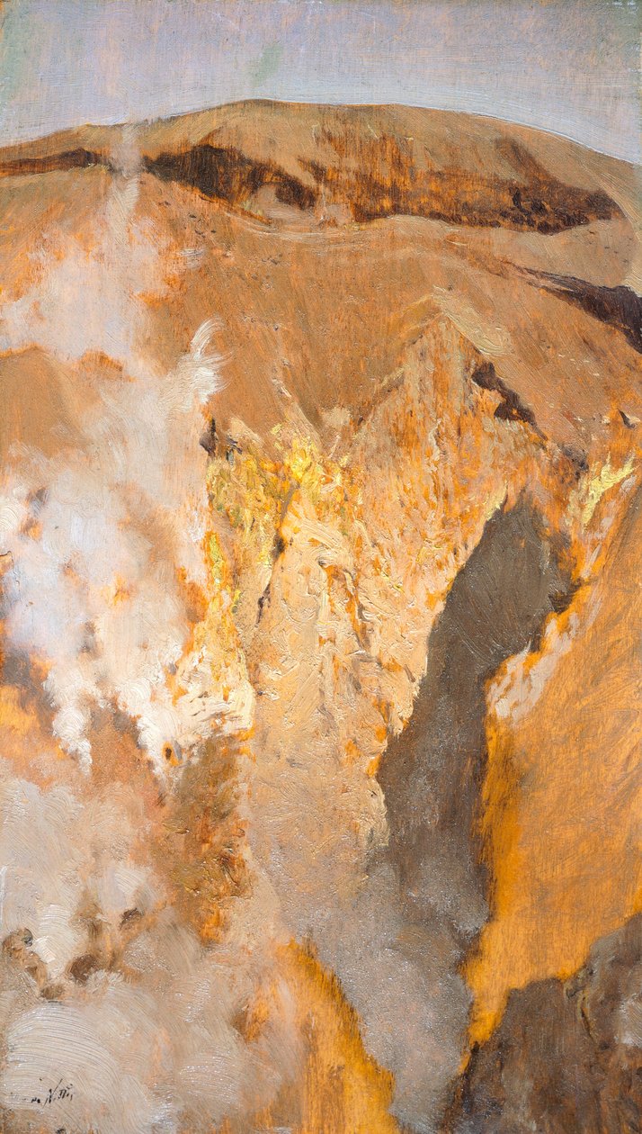 Fumarole of Mount Vesuvius, ca 1871, av Giuseppe De Nittis (1846-1884), olje på lerret, 305 x 18 cm av Giuseppe or Joseph de Nittis