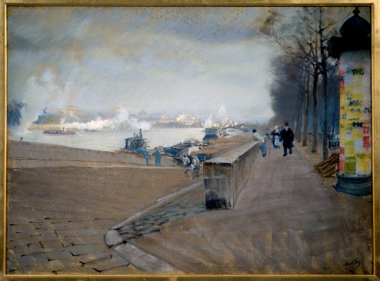 La Seine i Paris. Maleri av Giuseppe Nittis (1846-1884) av Giuseppe or Joseph de Nittis