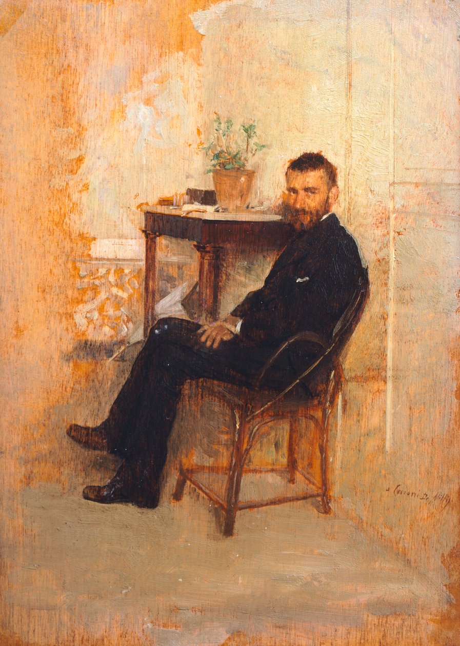 Portrett av Adriano Cecioni, av Giuseppe de Nittis (1846-1884) av Giuseppe or Joseph de Nittis