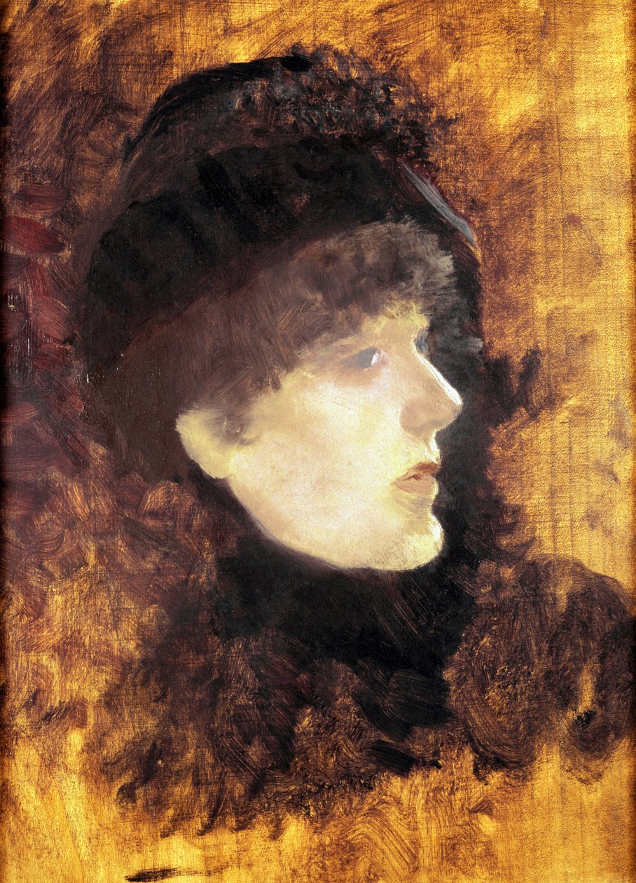 Portrett av Sarah Bernhardt. Maleri av Giuseppe De Nittis (1846-1884) av Giuseppe or Joseph de Nittis