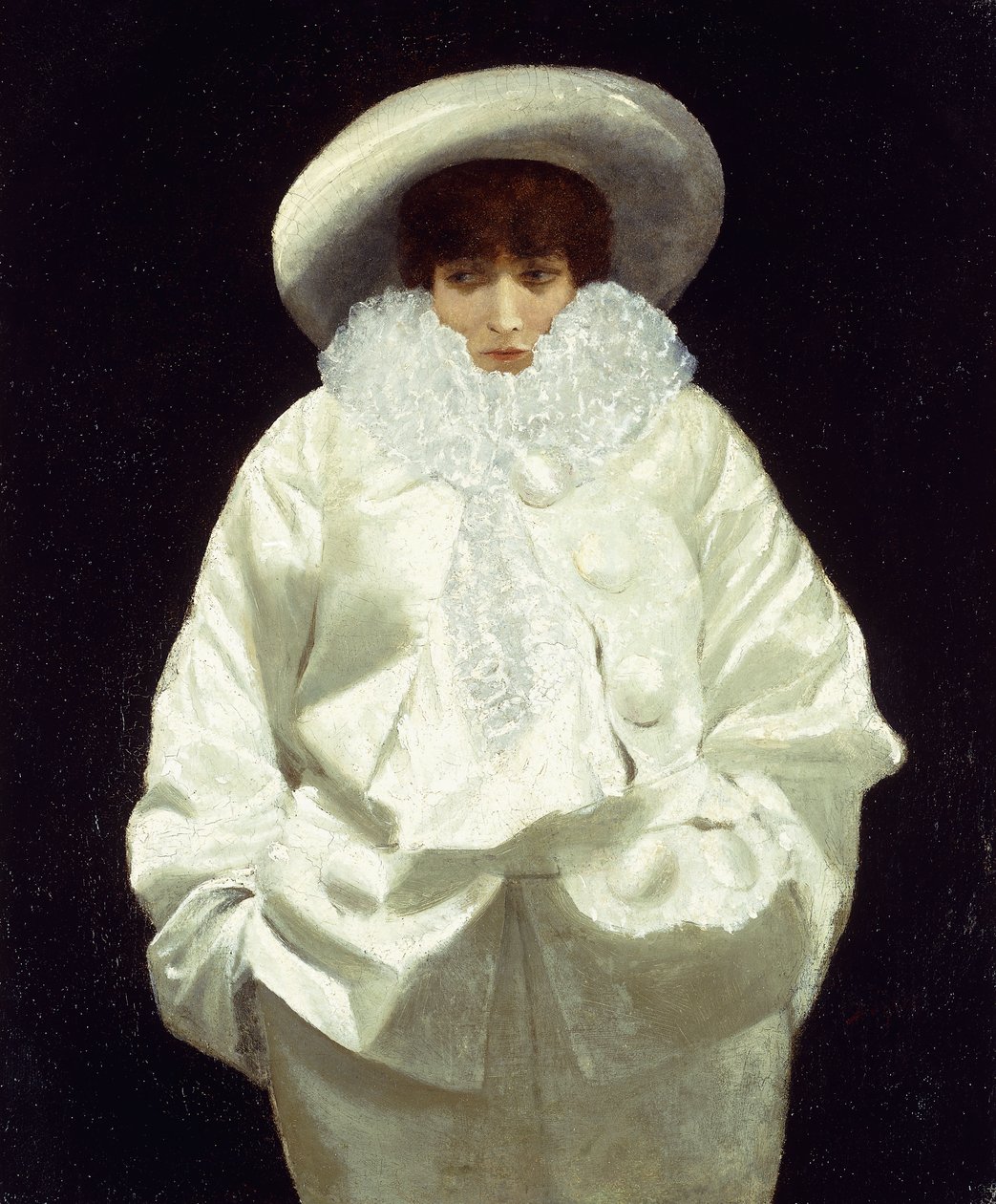 Sarah Bernhardt som Pierrot, av Giuseppe or Joseph de Nittis