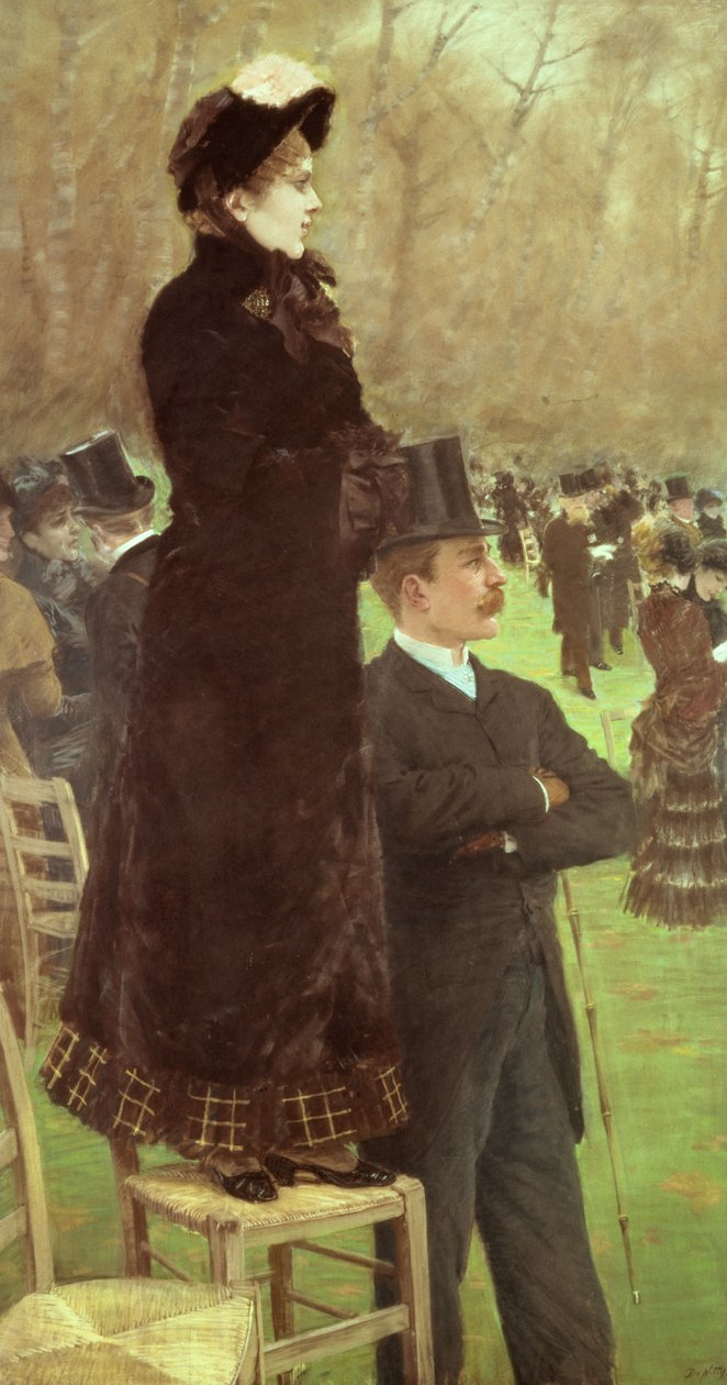 The Races at Auteuil, Paris (olje på lerret) av Giuseppe or Joseph de Nittis