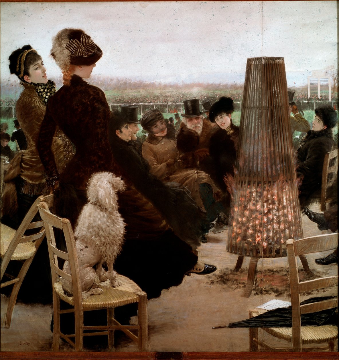 Løpene på Bois de Boulogne Tilskuere ser på hesteveddeløp. Maleri av Giuseppe De Nittis (1846-1884) 1881 Roma, Nasjonalgalleriet for moderne kunst av Giuseppe or Joseph de Nittis