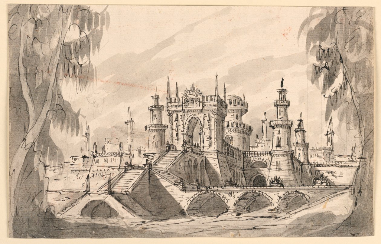 Scenedesign, Citadel on a River av Giuseppino Galliari