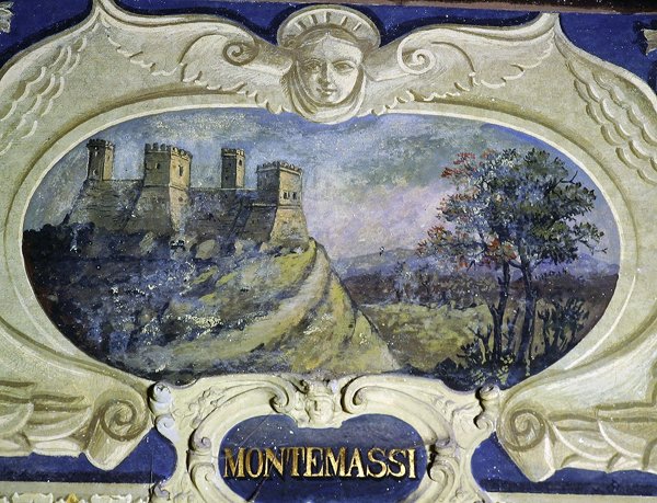 Montemassi, fra en serie kartusjer som viser bilder av boligene som eies av Conte Pannochieschi d
