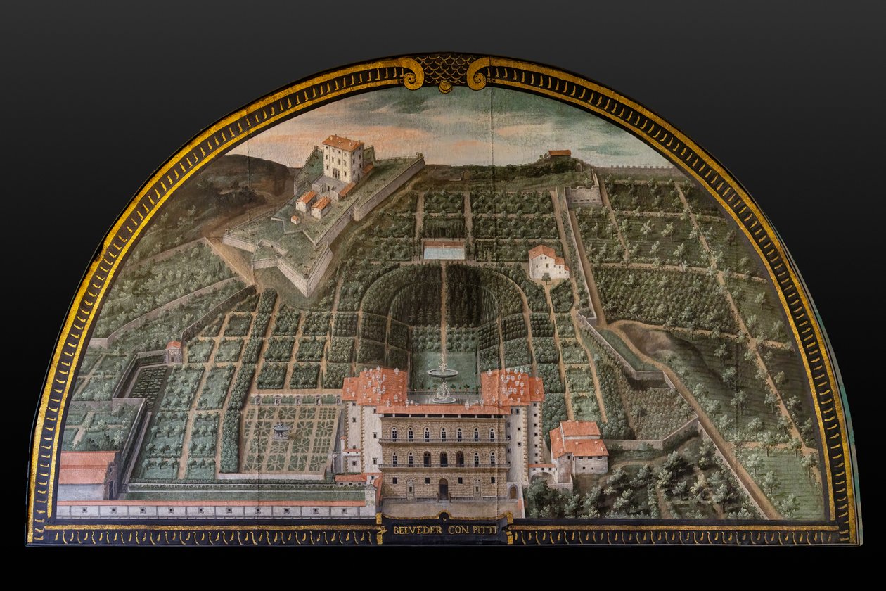 Pitti-palasset, Buboli-hagene og Belvedere-fortet i Firenze av Giusto Utens