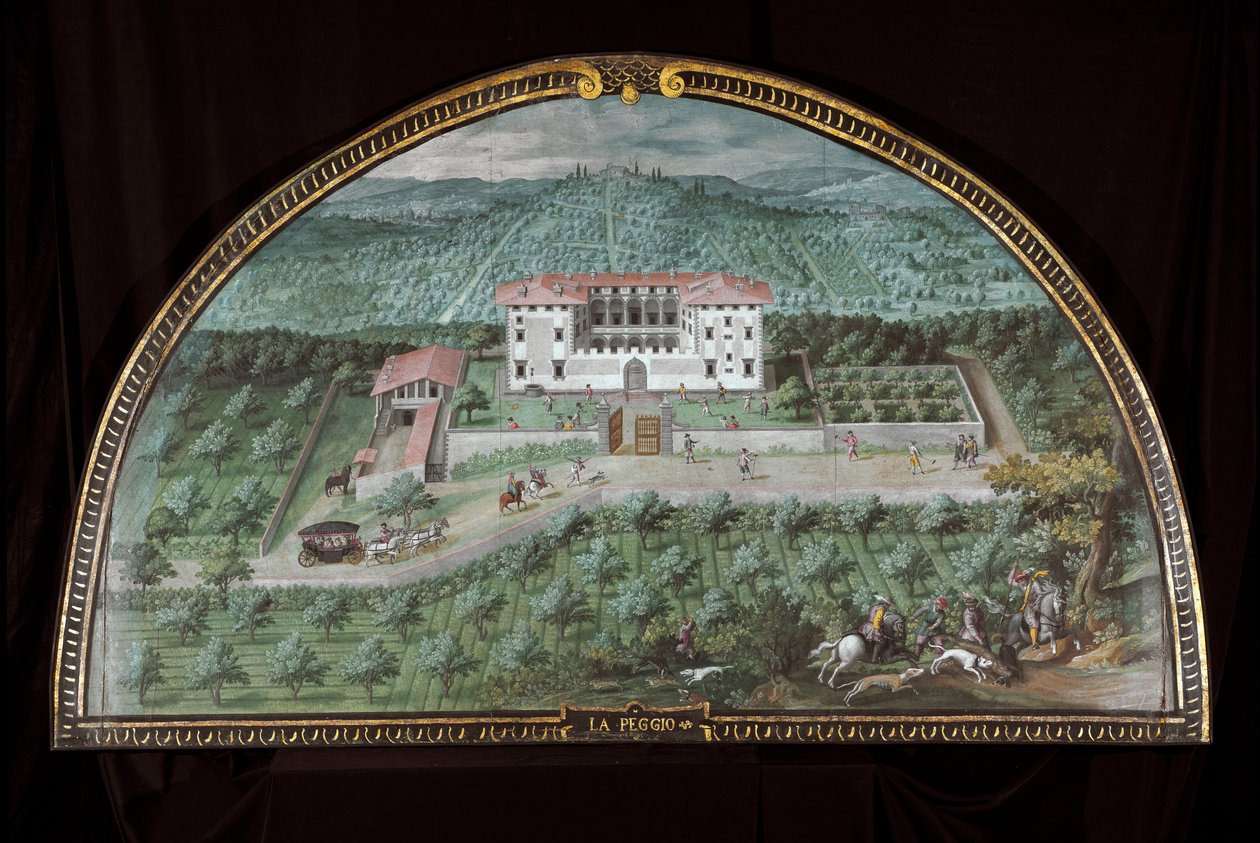 Utsikt over Villa La Peggio nær Firenze, Italia (Tempera av Giusto Utens