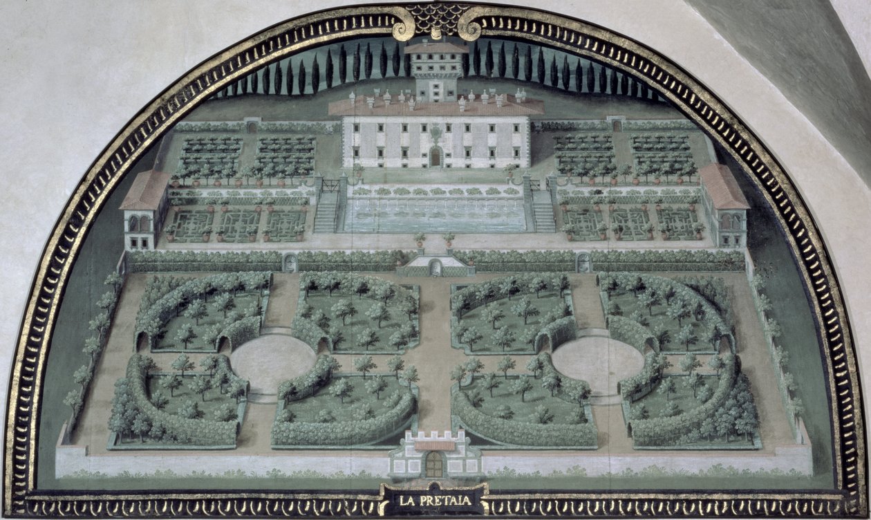 Villa della Pretaia fra en serie lunetter som viser utsikt over Medici-villaene av Giusto Utens