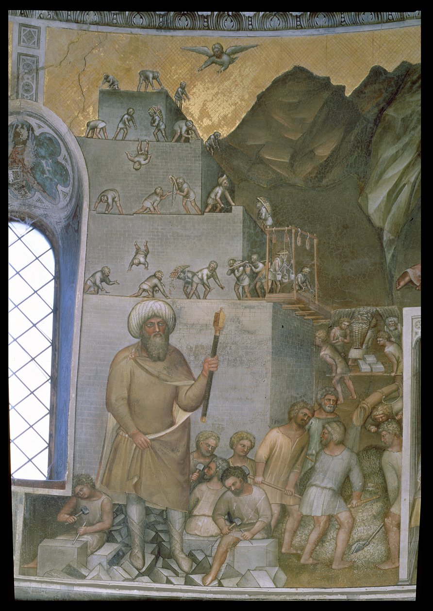 Bygging av Babelstårnet, 1360-70 av Giusto di Giovanni de Menabuoi
