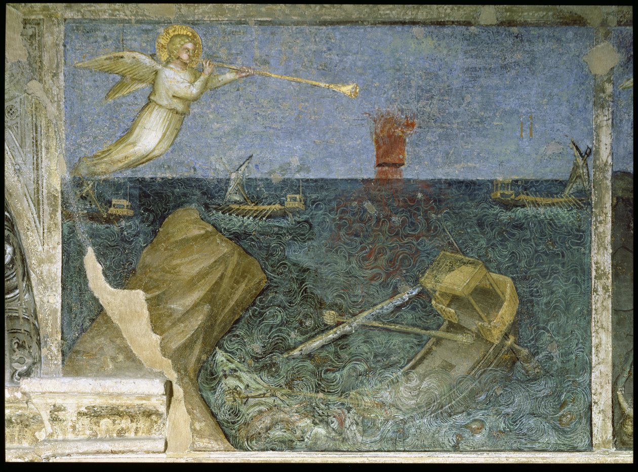 The Second Angel of the Apocalypse skaper en storm, 1360-70 av Giusto di Giovanni de Menabuoi
