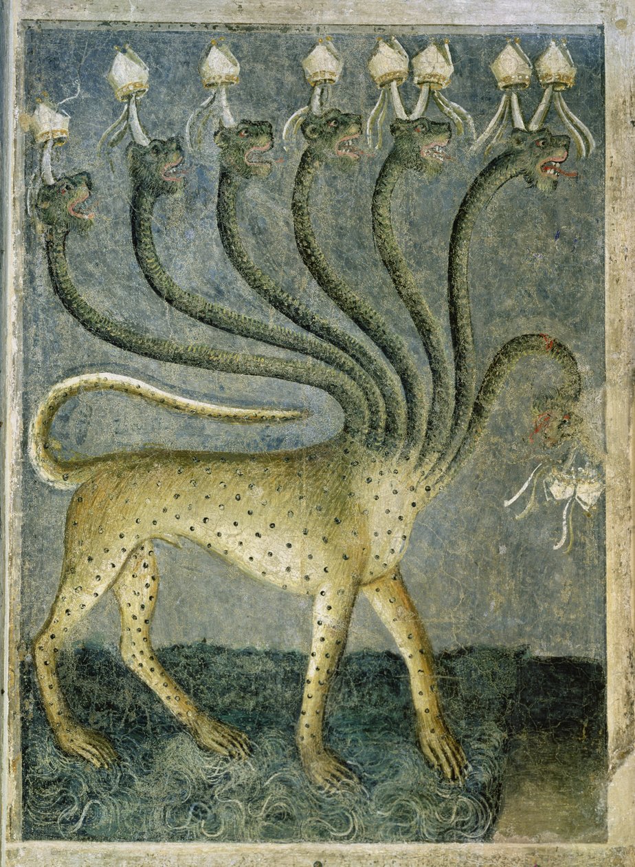 Det syvhodede dyret som kommer fra havet, 1360-70 av Giusto di Giovanni de Menabuoi