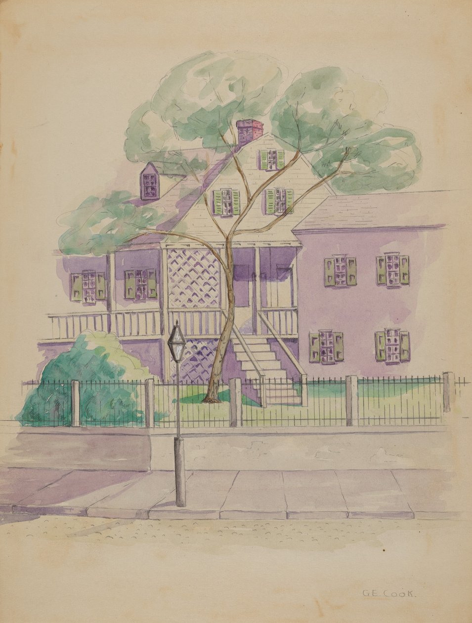 Gammelt nederlandsk gårdshus, ca. 1936. av Gladys Cook