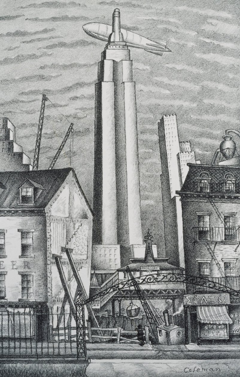 Dirigible Over New York av Glenn O Coleman