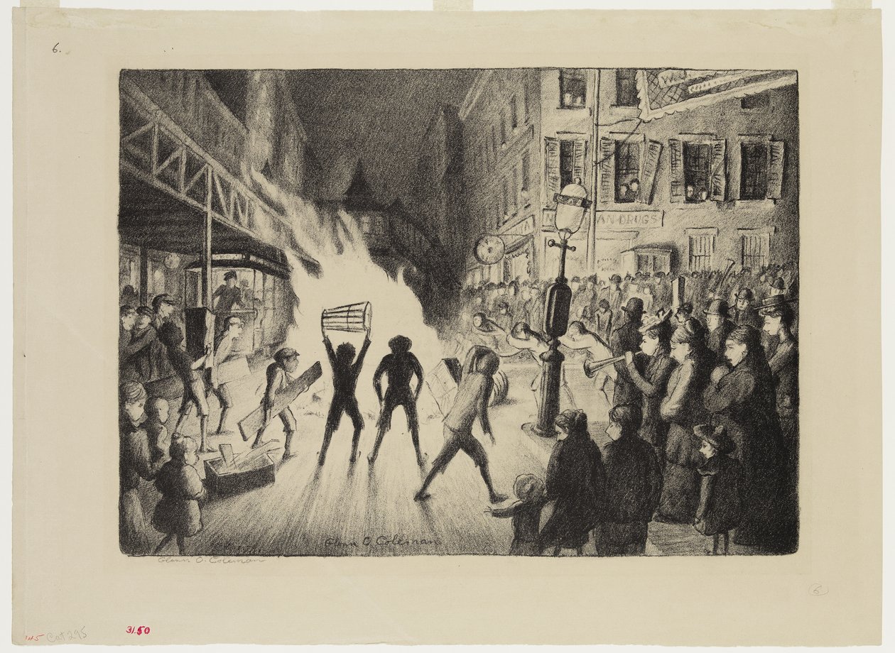 Election Night Bonfire, 1928 av Glenn O Coleman