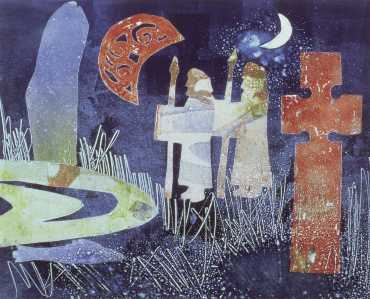 Midtsommernatt, 1994 (monotype) av Gloria Wallington