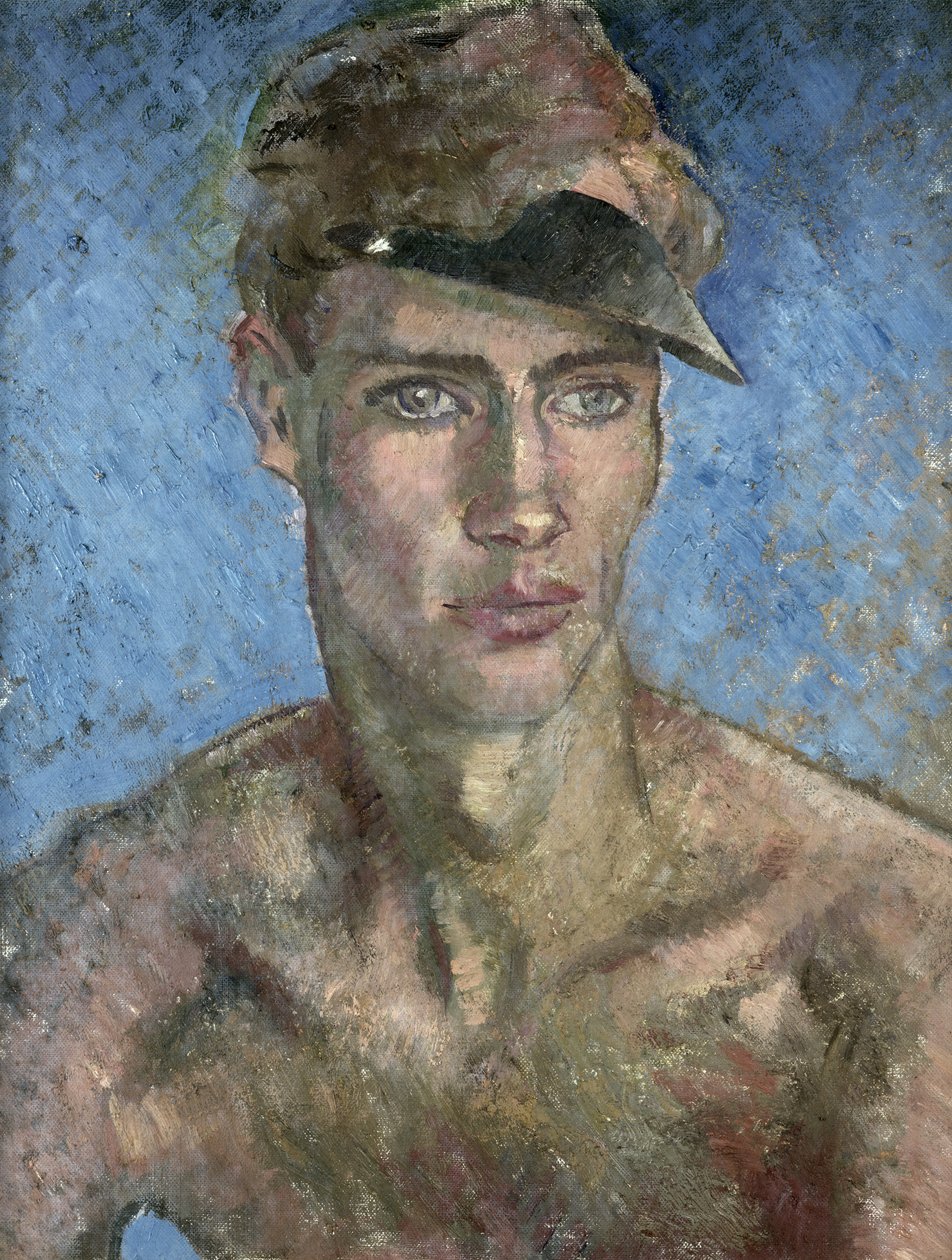 Ung mann med solskjerm av Glyn Warren Philpot