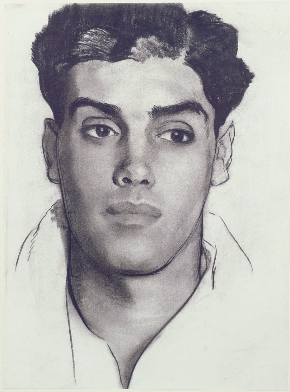 Head of a Young Man (kull på papir) av Glyn Warren Philpot