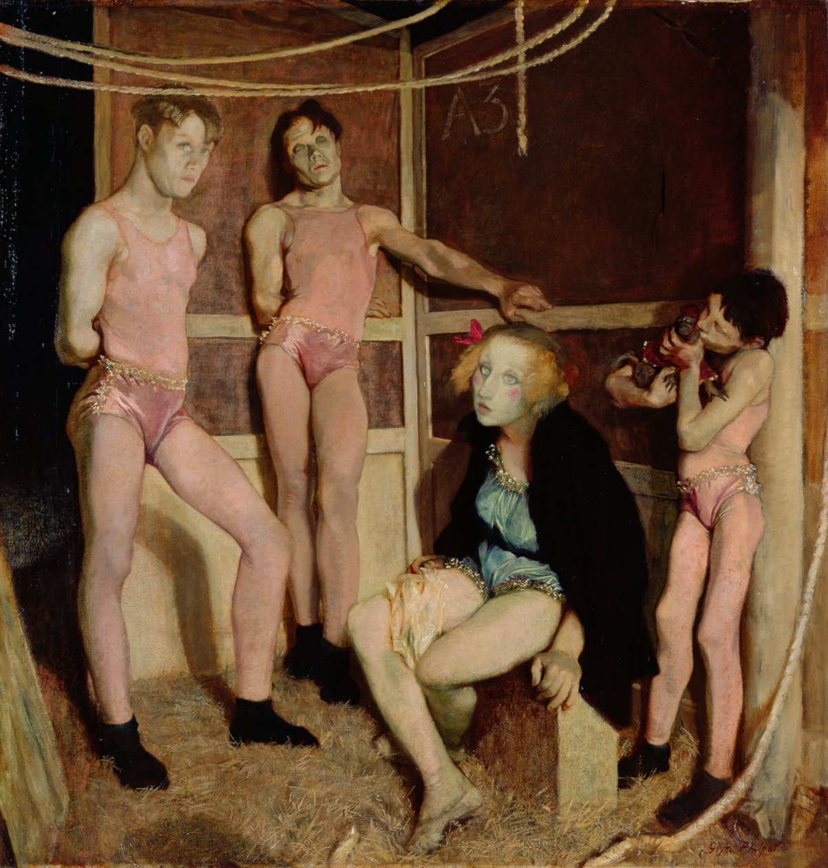 Hvileakrobater (olje på lerret) av Glyn Warren Philpot