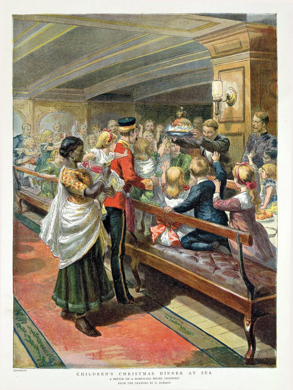 Barnas julemiddag til sjøs fra det grafiske julenummeret av Godefroy Durand