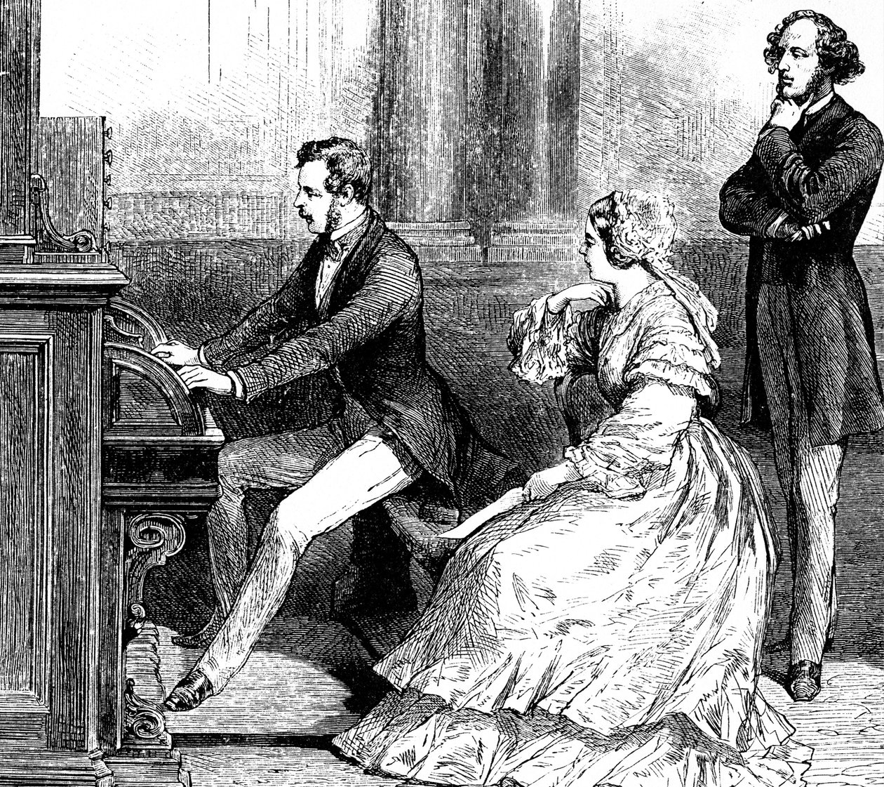 Dronning Victoria ser på prins Albert spille orgel til Felix Mendelssohn av Godefroy Durand