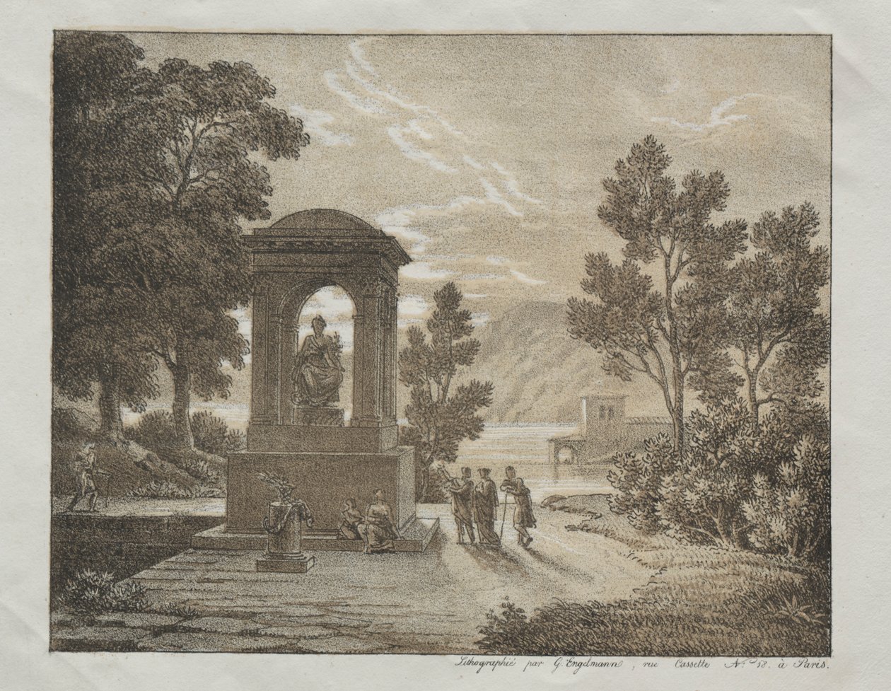 Book of Lithograph-forsøk ved bruk av forskjellige tegningsmidler som Crayon, Pen, Brush og Wash: A Landscape av Godefroy Engelmann