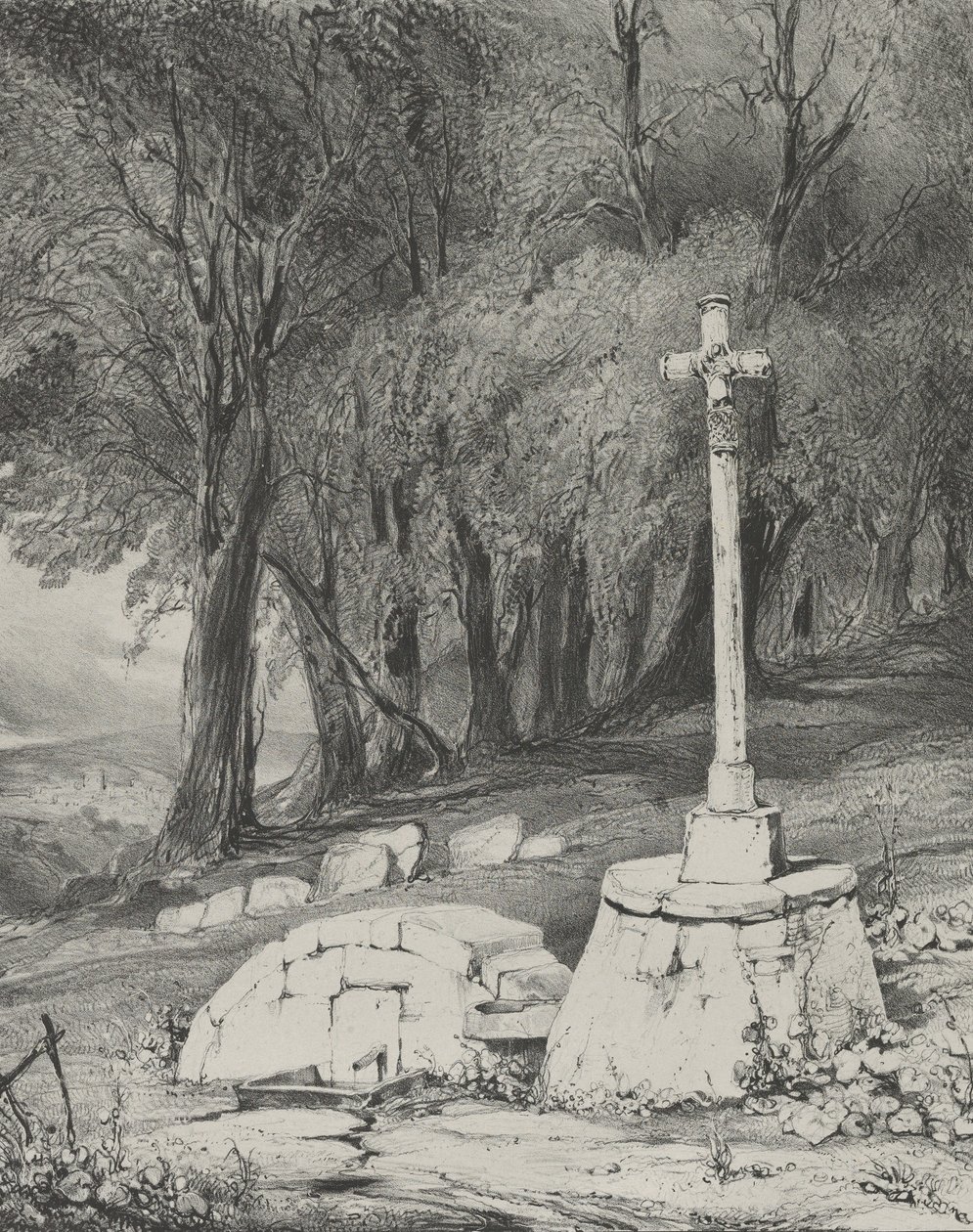 Kryss på veien fra Clermont til Royal, 1831. av Godefroy Engelmann