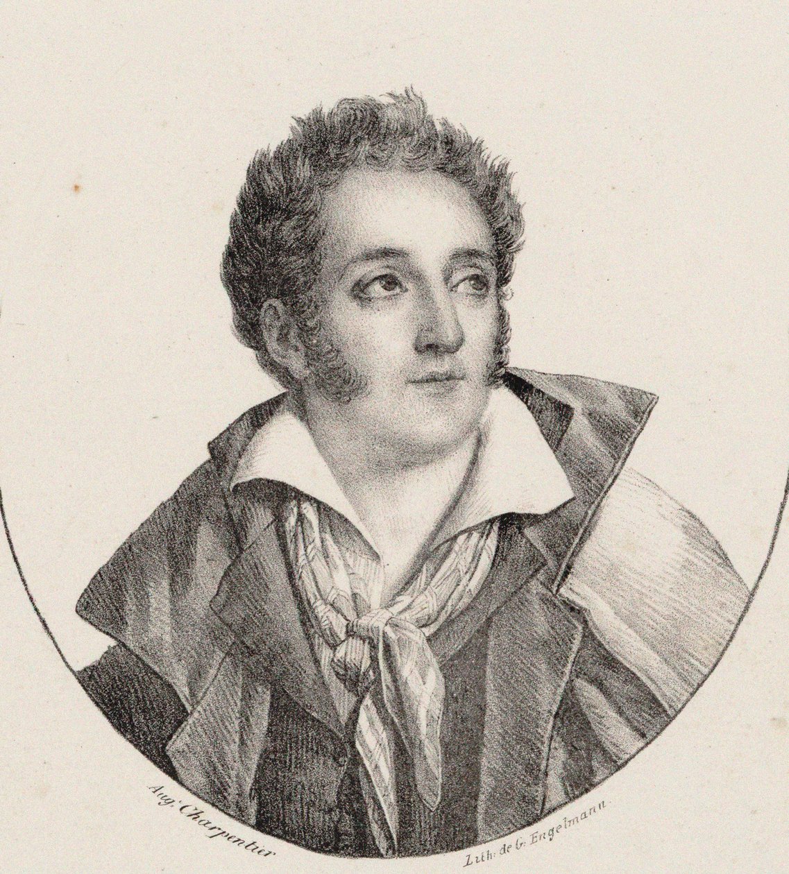 Portrett av komponisten François Charles Mansui 1785-1847. av Godefroy Engelmann
