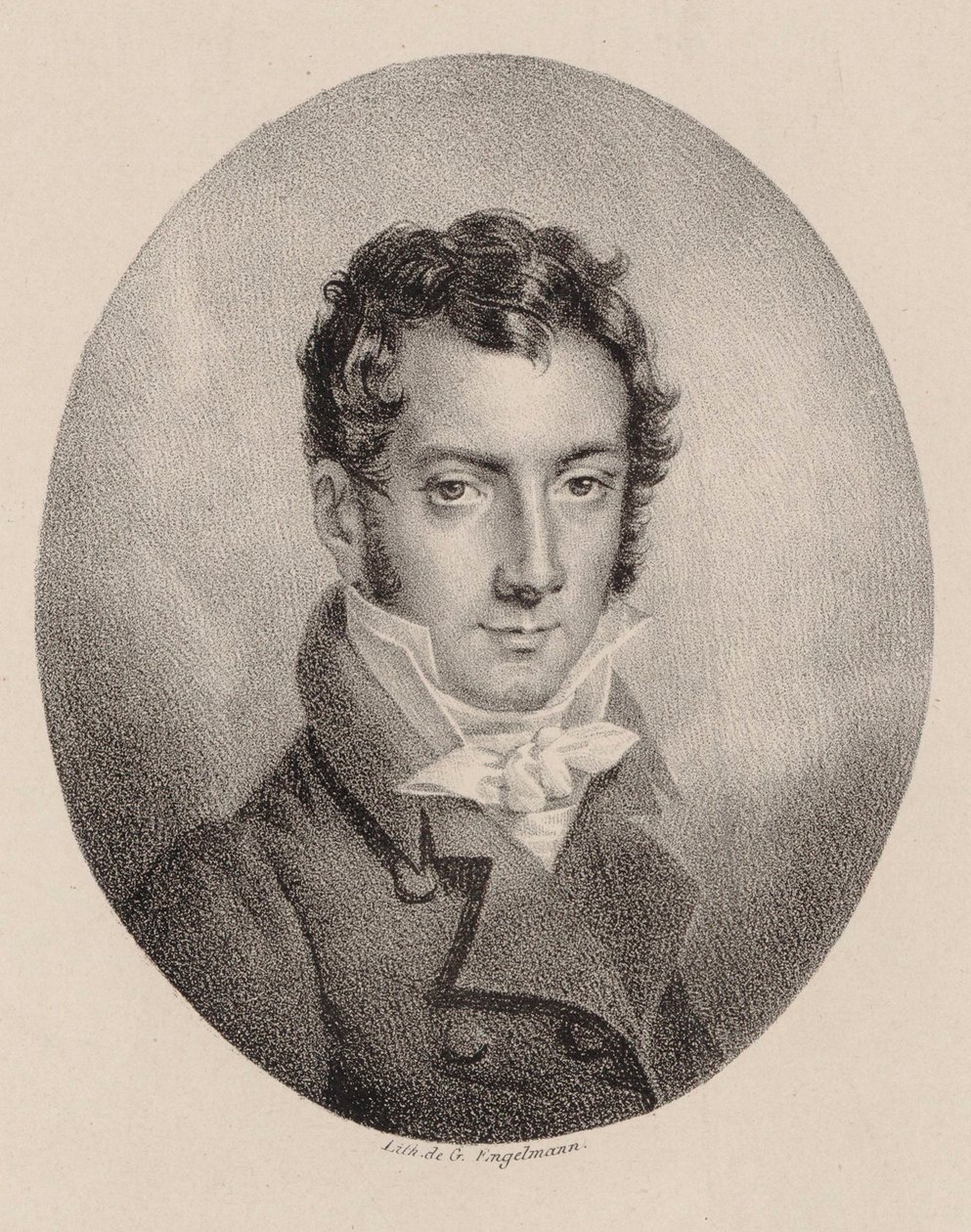 Portrett av fiolinisten og komponisten Josef Mayseder 1789-1863. av Godefroy Engelmann