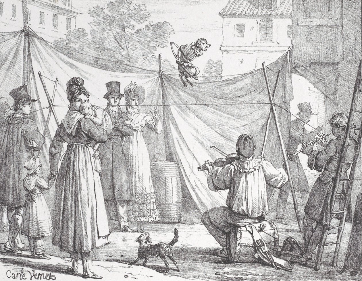 Apen og leoparden Apen, 1818. av Godefroy Engelmann