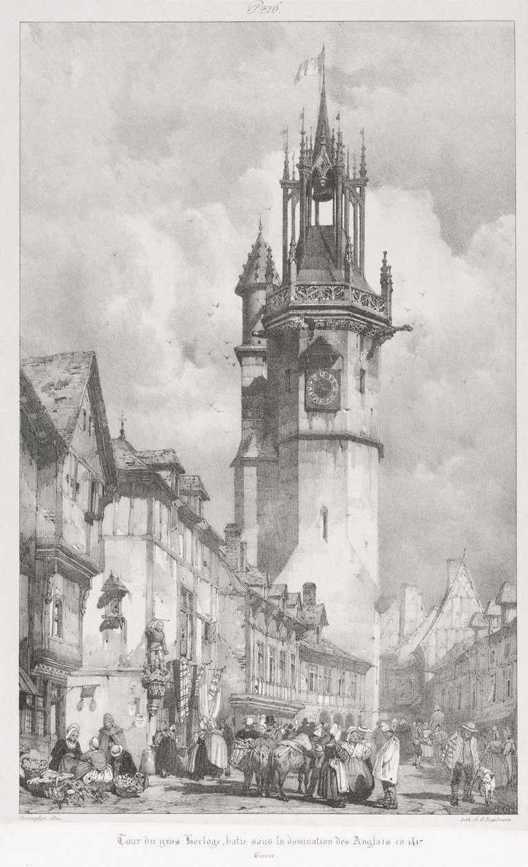 Pittoreske og romantiske reiser i det gamle Frankrike, Normandie: Tour du Gros-Horlage, Évreux av Godefroy Engelmann