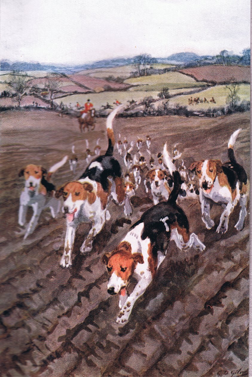 I Utrumque Paratus: I en raslende god galopp med hunder og hester, fra Poems of Adam Lindsay Gordon utgitt av T. N. Foulis, 1912 av Godfrey Douglas Giles