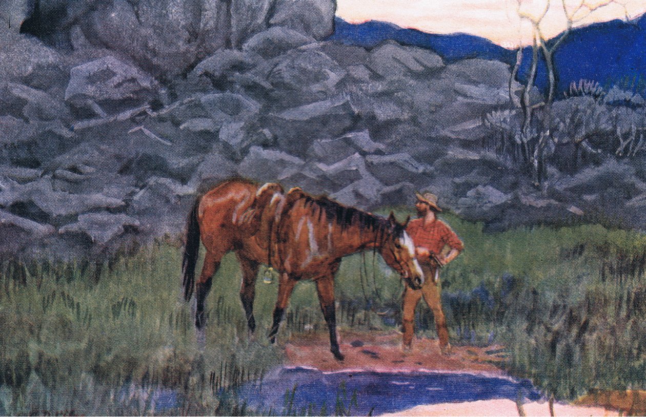 Wolf and Hound, fra Poems of Adam Lindsay Gordon utgitt av T. N. Foulis, 1912 av Godfrey Douglas Giles
