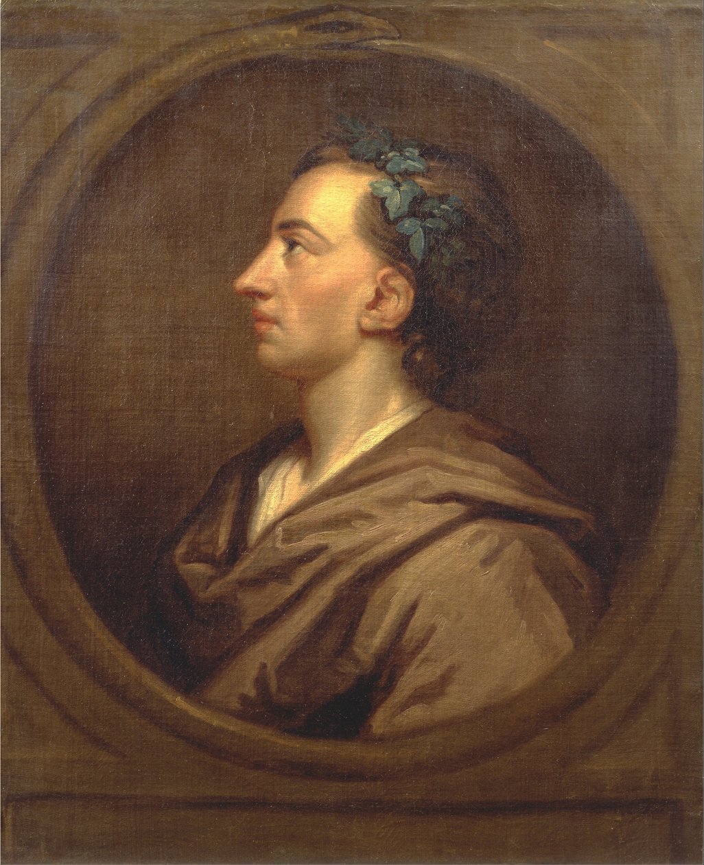 Alexander Pope Profile, kronet med Ivy av Godfrey Kneller